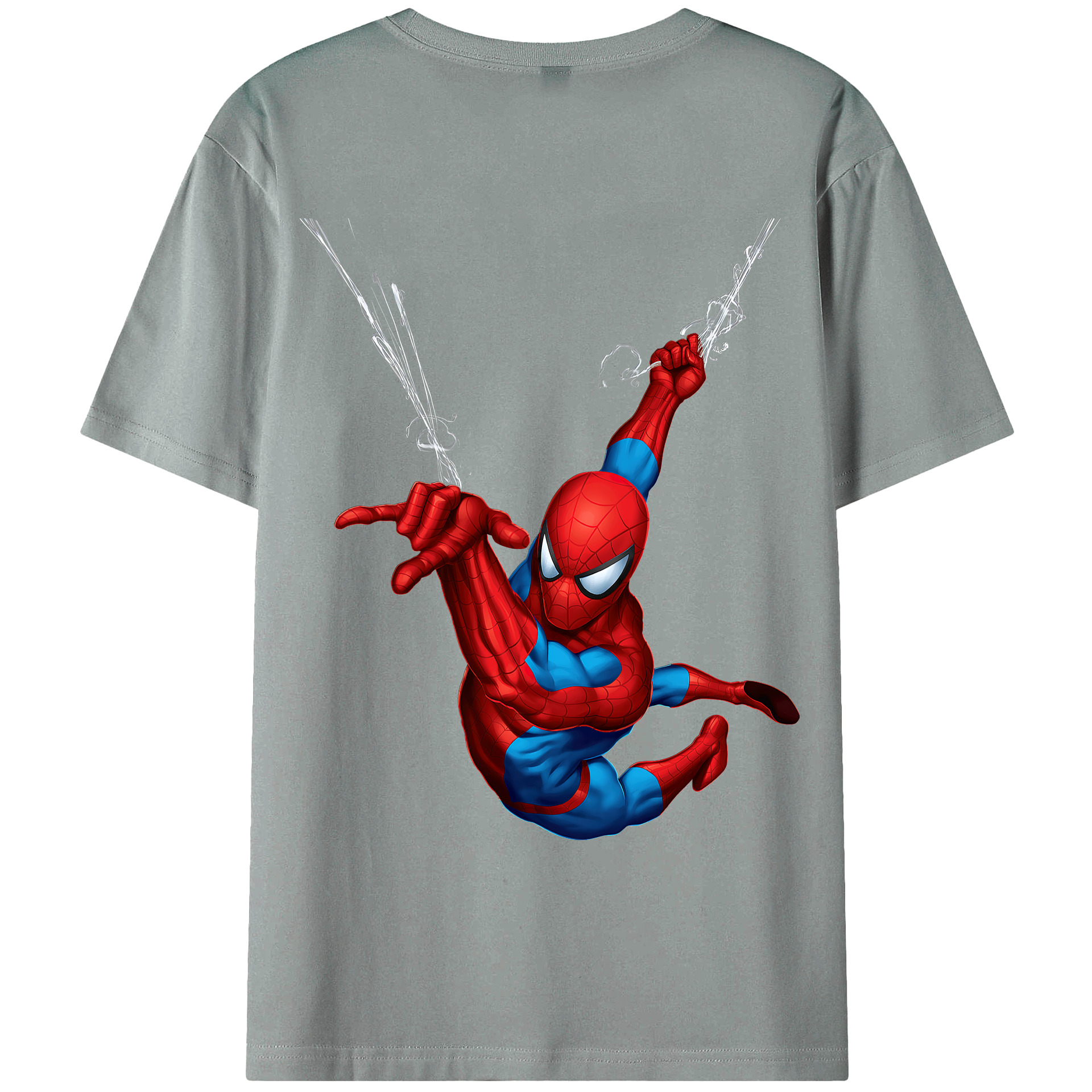 （画像用） Spider Man スパイダーマン 綿100％ メンズ半袖Tシャツ（バックプリント） 通気性